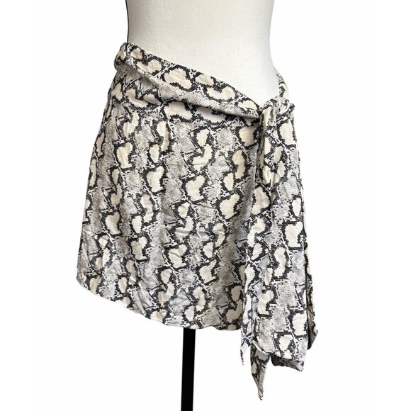Vix PaulaHermanny Snake Print Wrap Mini Skirt Sz M – Adjustable Tie Waist - Picture 2 of 11